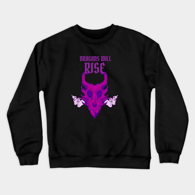 Dragons Will Rise - Purple Dragon Crewneck Sweatshirt by PizzaZombieApparel